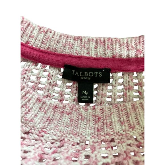 Talbots Sweater Womens Medium Petite Open Knit Crewneck Pullover Spring Cotton - Picture 3 of 8